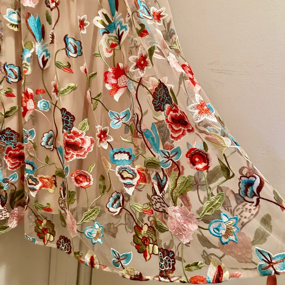 Naked dress.  Beige Maxi Dress with Multicolor Floral Embroidery - Picture 2 of 12